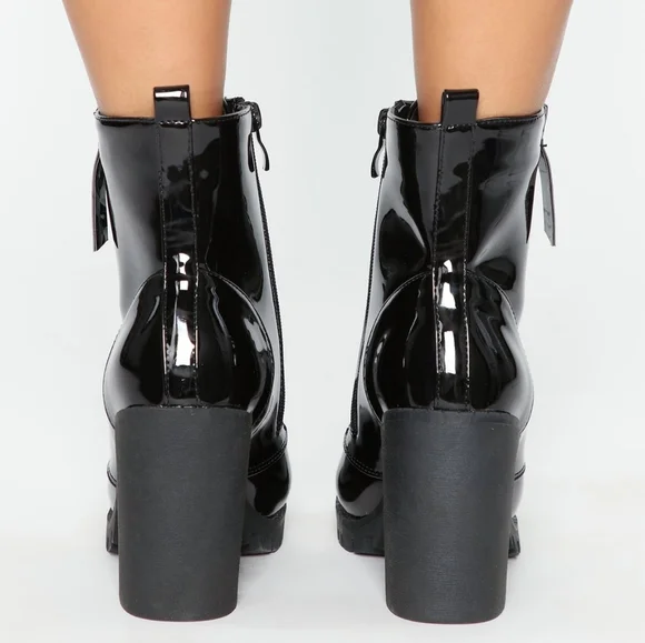New Black Patent Leather Ankle Booties - Picture 9 of 9